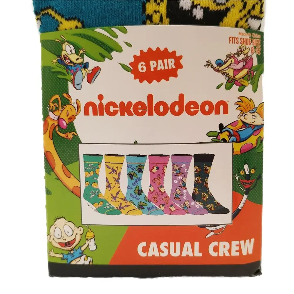 Nickelodeon Casual Crew Socks-6 Pairs